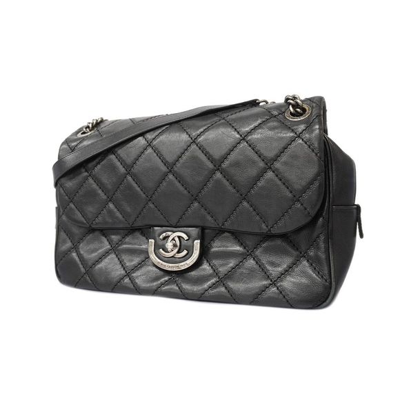 Chanel Matelasse Wallet on a Chain Lambskin Black Shoulder Bag - Picture 1 of 7